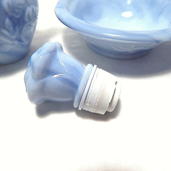Avon Victoriana Pitcher and Bowl Set Blue Marbleized - Picture 5 of 11